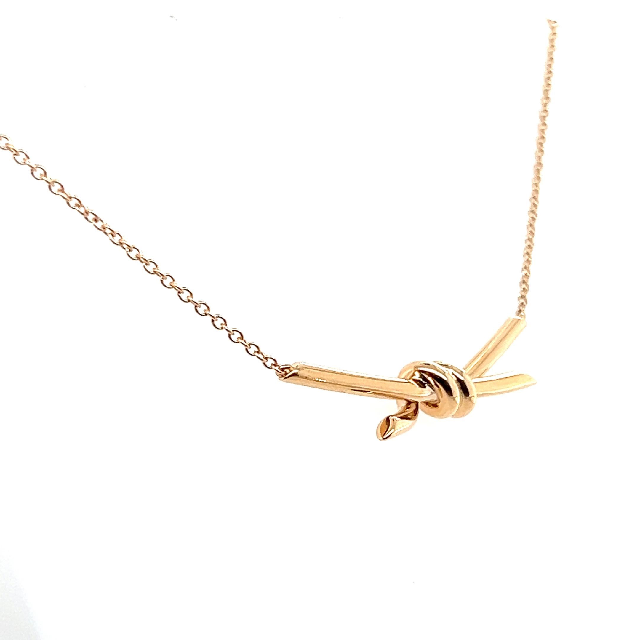 Tiffany & Co. 18k Rose Gold Knot Necklace For Sale 2