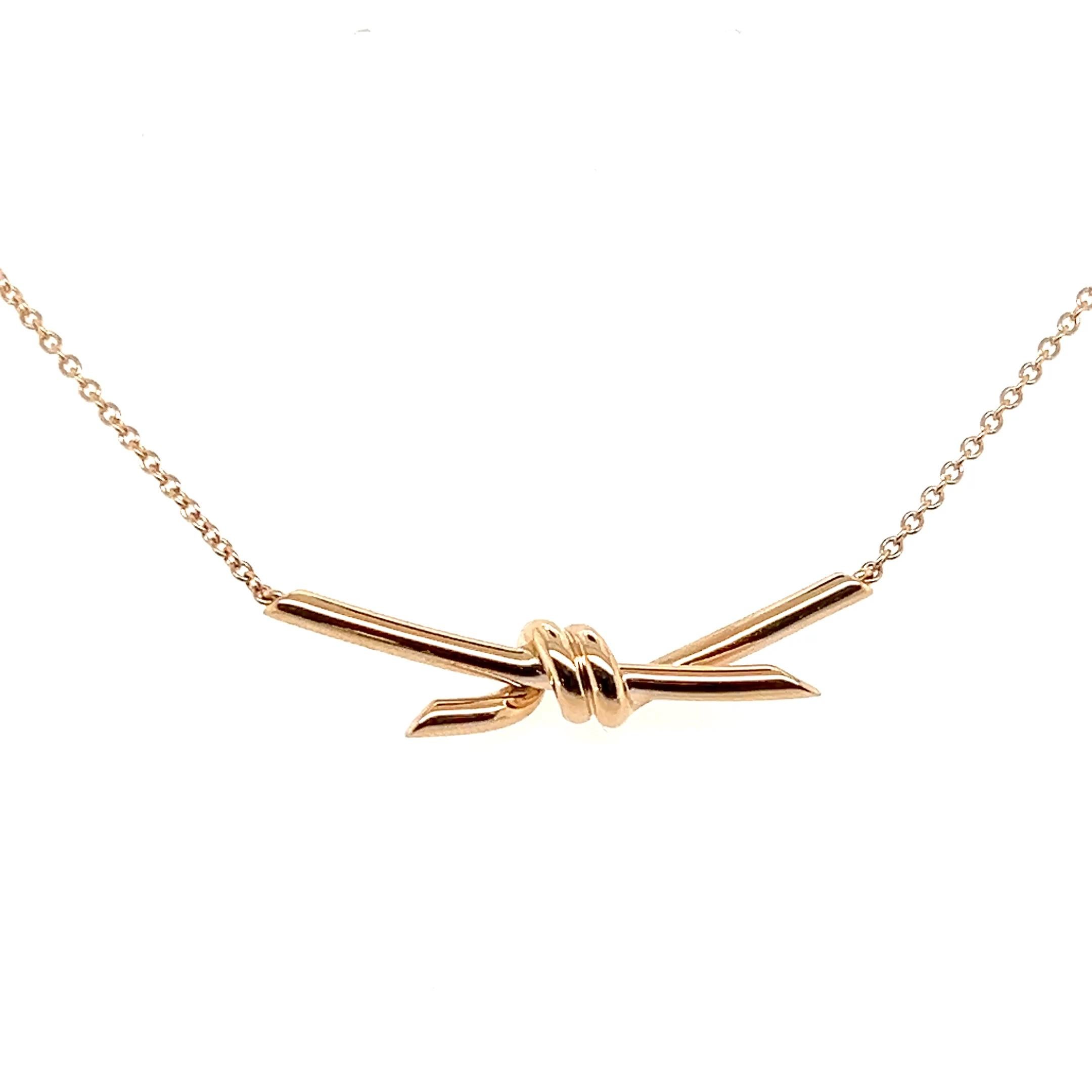 Tiffany & Co. 18k Rose Gold Knot Necklace For Sale 3