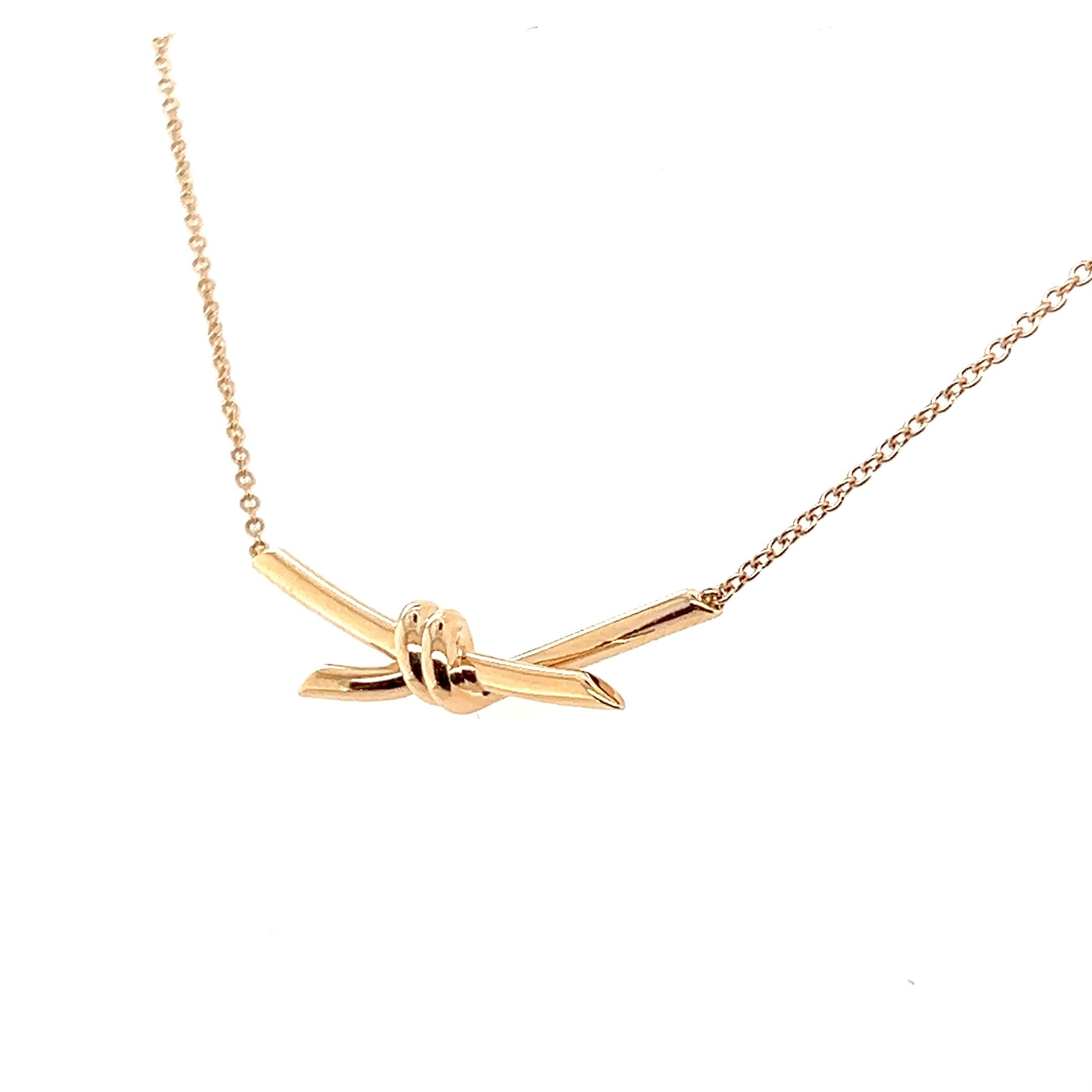 Tiffany & Co. 18k Rose Gold Knot Necklace For Sale 4