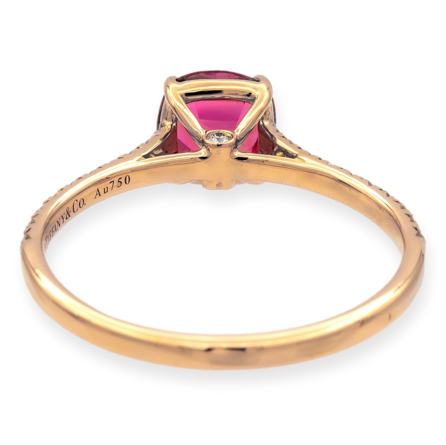 Tiffany & Co. 18K Rose Gold Legacy Pink Tourmaline and Diamond Ring In Excellent Condition In New York, NY