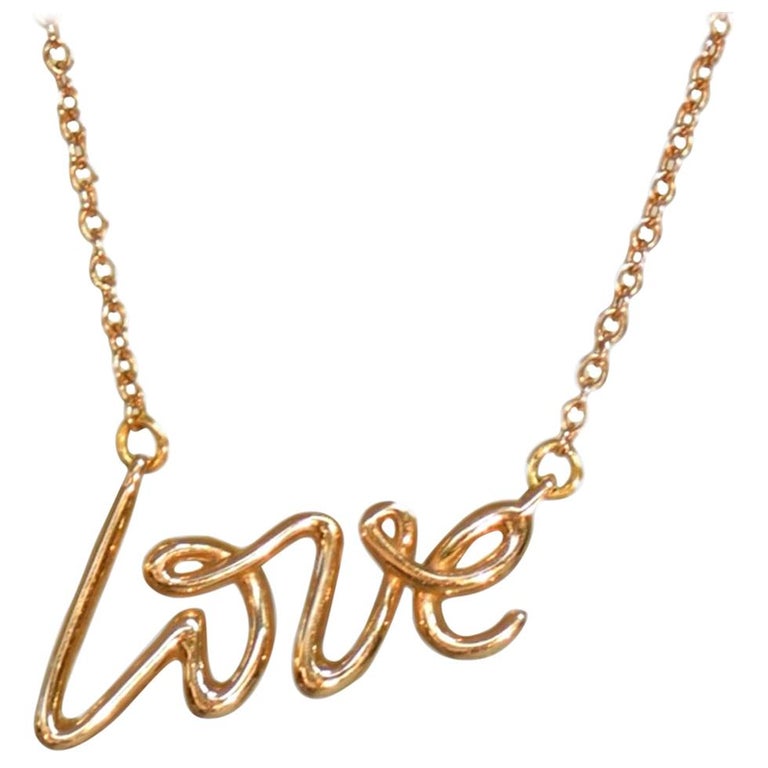 Tiffany And Co 18 Karat Rose Gold Paloma S Graffiti Love Pendant Necklace At 1stdibs