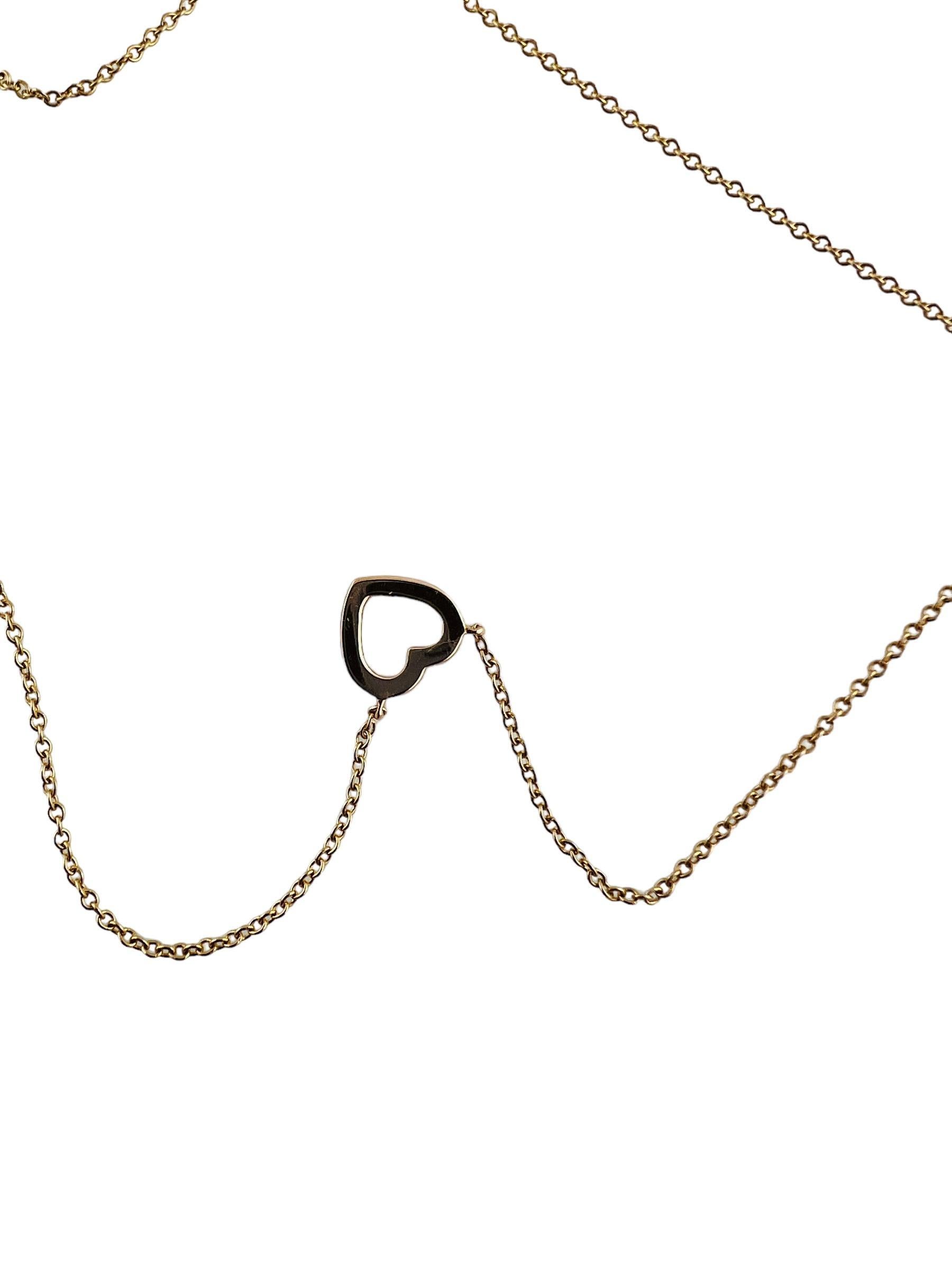 Brilliant Cut Tiffany & Co. 18K Rose Gold Mini Metro Diamond Heart Necklace #15748