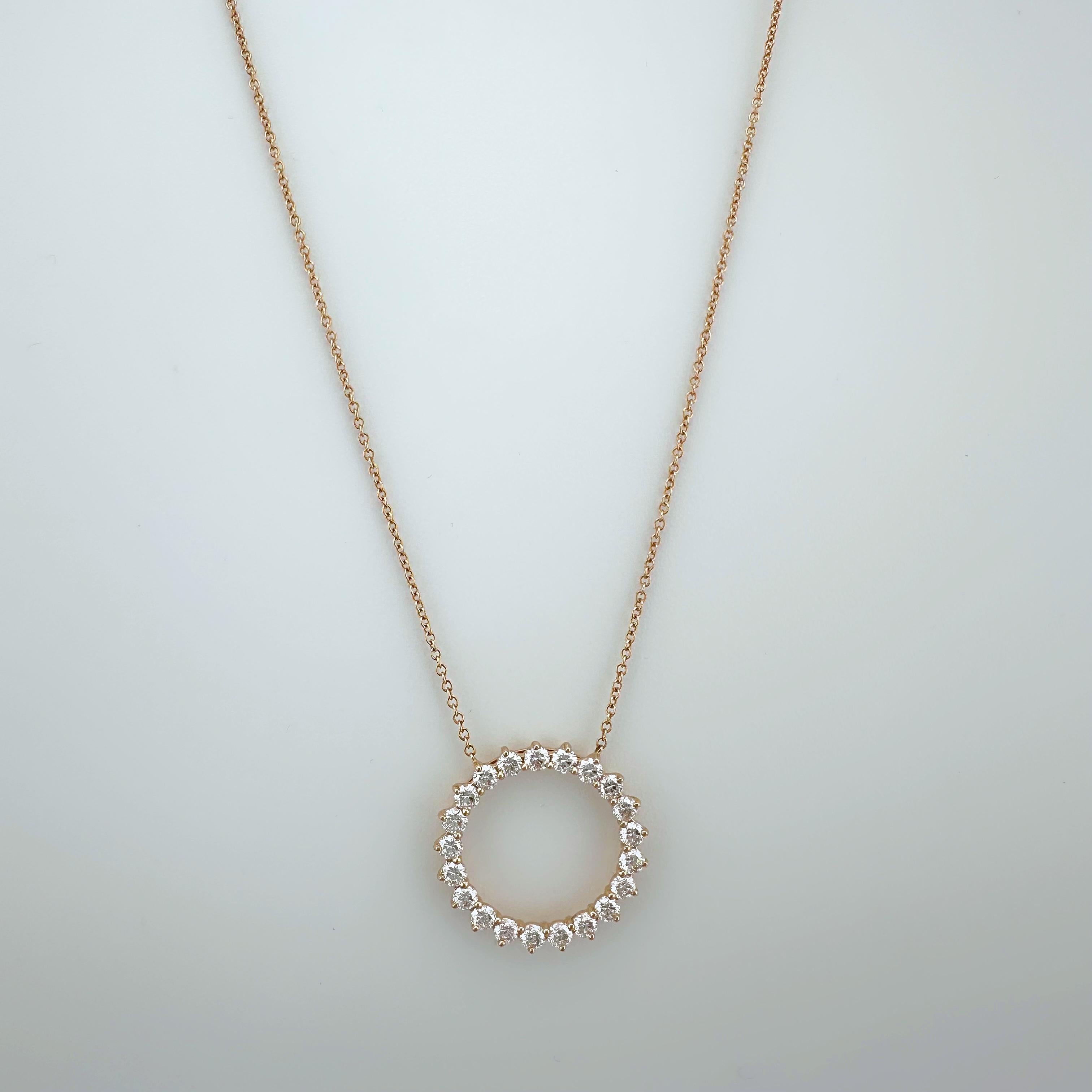 Tiffany & Co 18k Rose Gold Open Circle Diamond Pendant Necklace 18' Inches For Sale 5