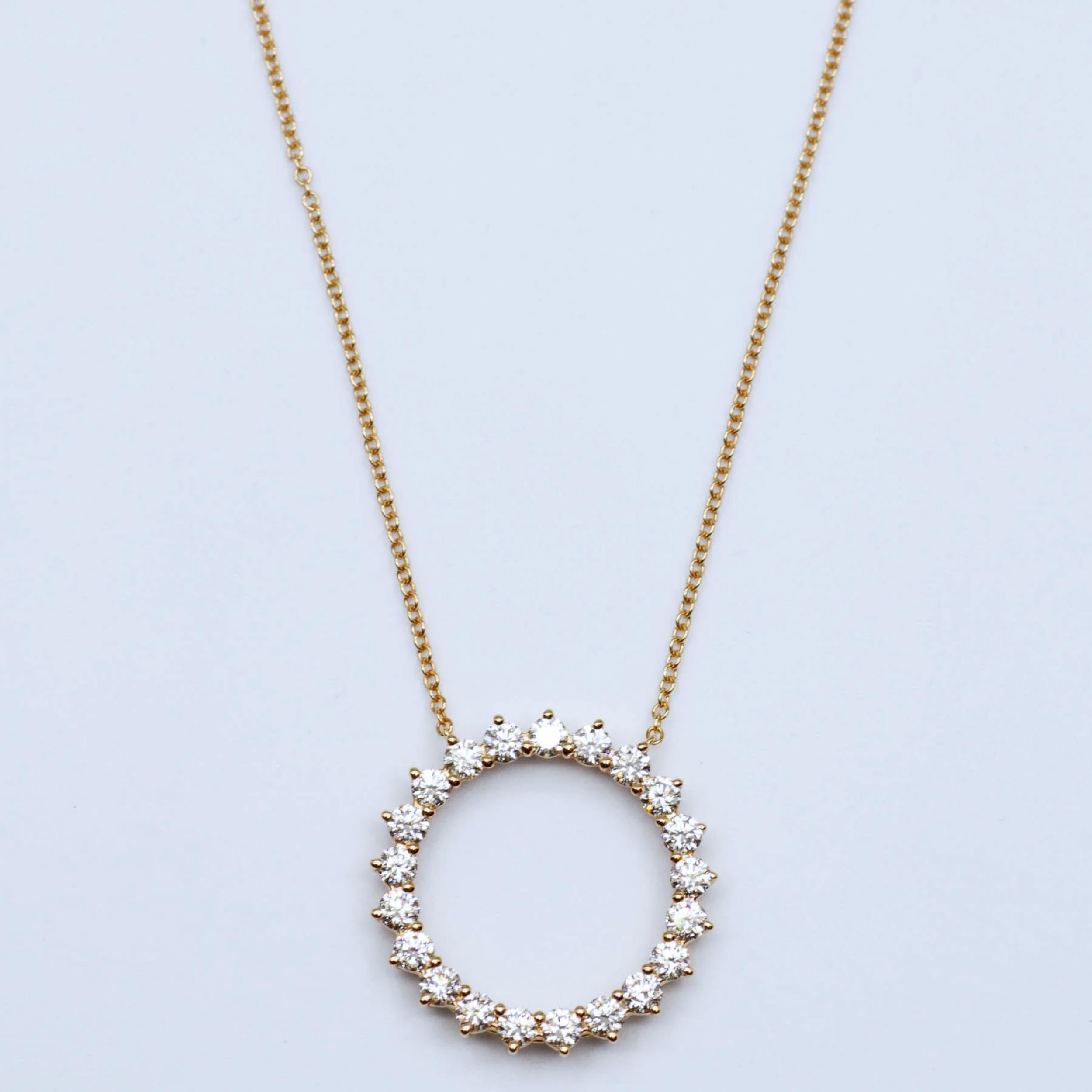 Tiffany & Co 18k Rose Gold Open Circle Diamond Pendant Necklace 18' Inches For Sale 6