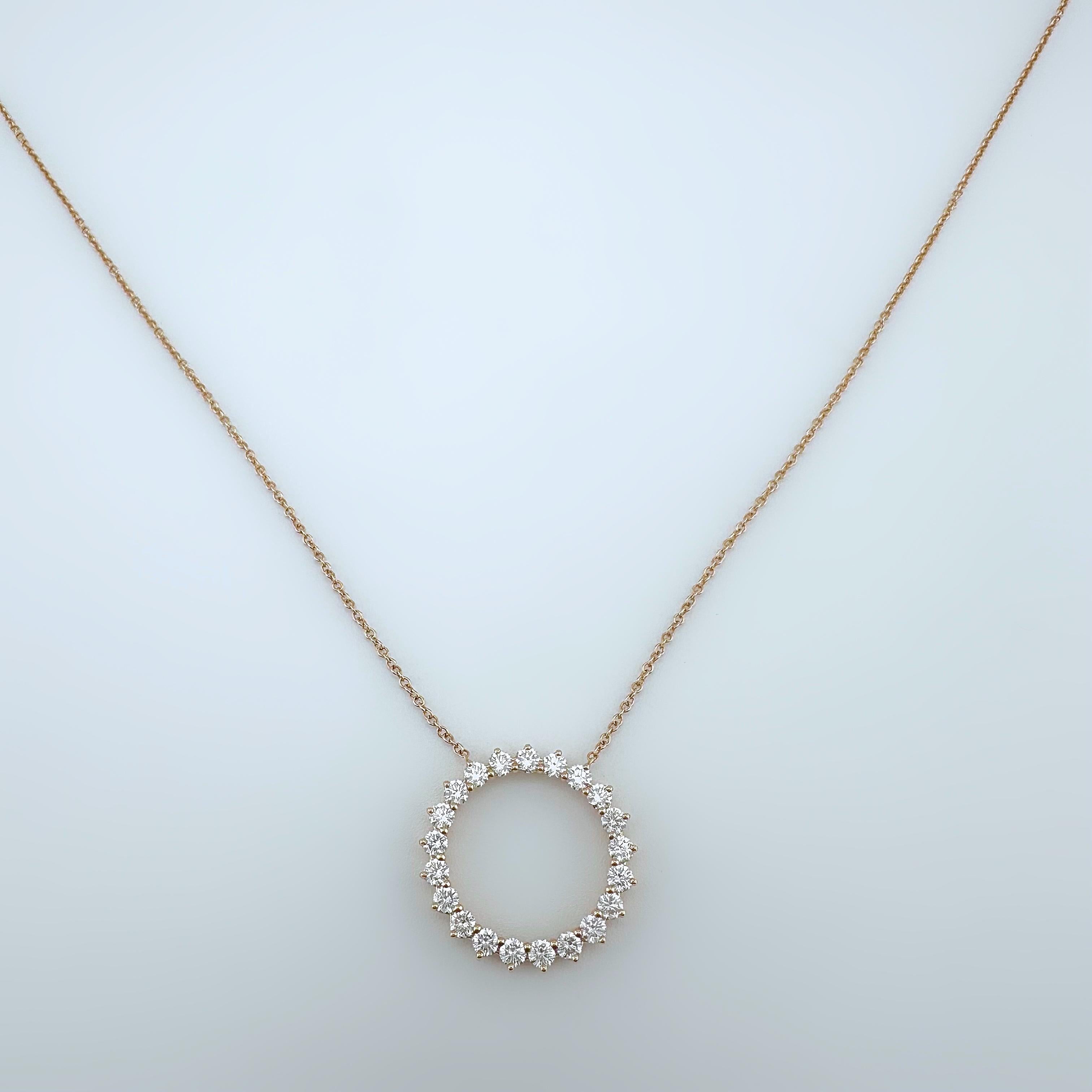 Tiffany & Co 18k Rose Gold Open Circle Diamond Pendant Necklace 18' Inches For Sale 4