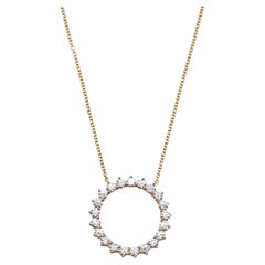 Tiffany & Co 18k Rose Gold Open Circle Diamond Pendant Necklace 18' Inches