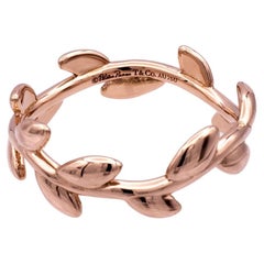 Tiffany & Co. 18k Rose Gold Paloma Picasso Olive Leaf Band Ring Narrow