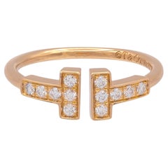 Tiffany & Co. 18k Rose Gold T Diamond Ring Size 5 w/ Receipt