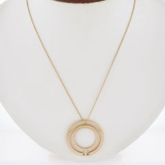 Tiffany & Co. 18k Rose Gold T Large Open Circle Pendant 20" Cable Link Necklace