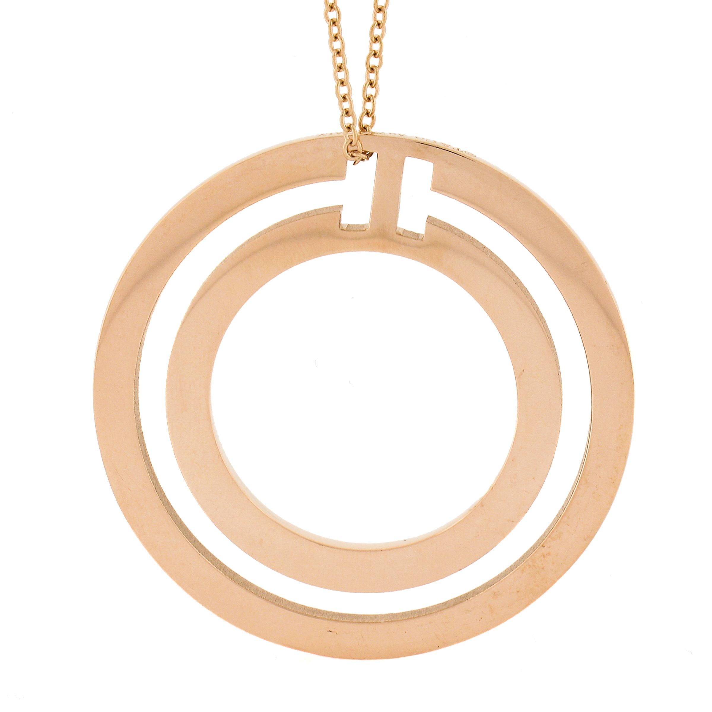 Women's or Men's Tiffany & Co. 18k Rose Gold T Large Open Circle Pendant 20