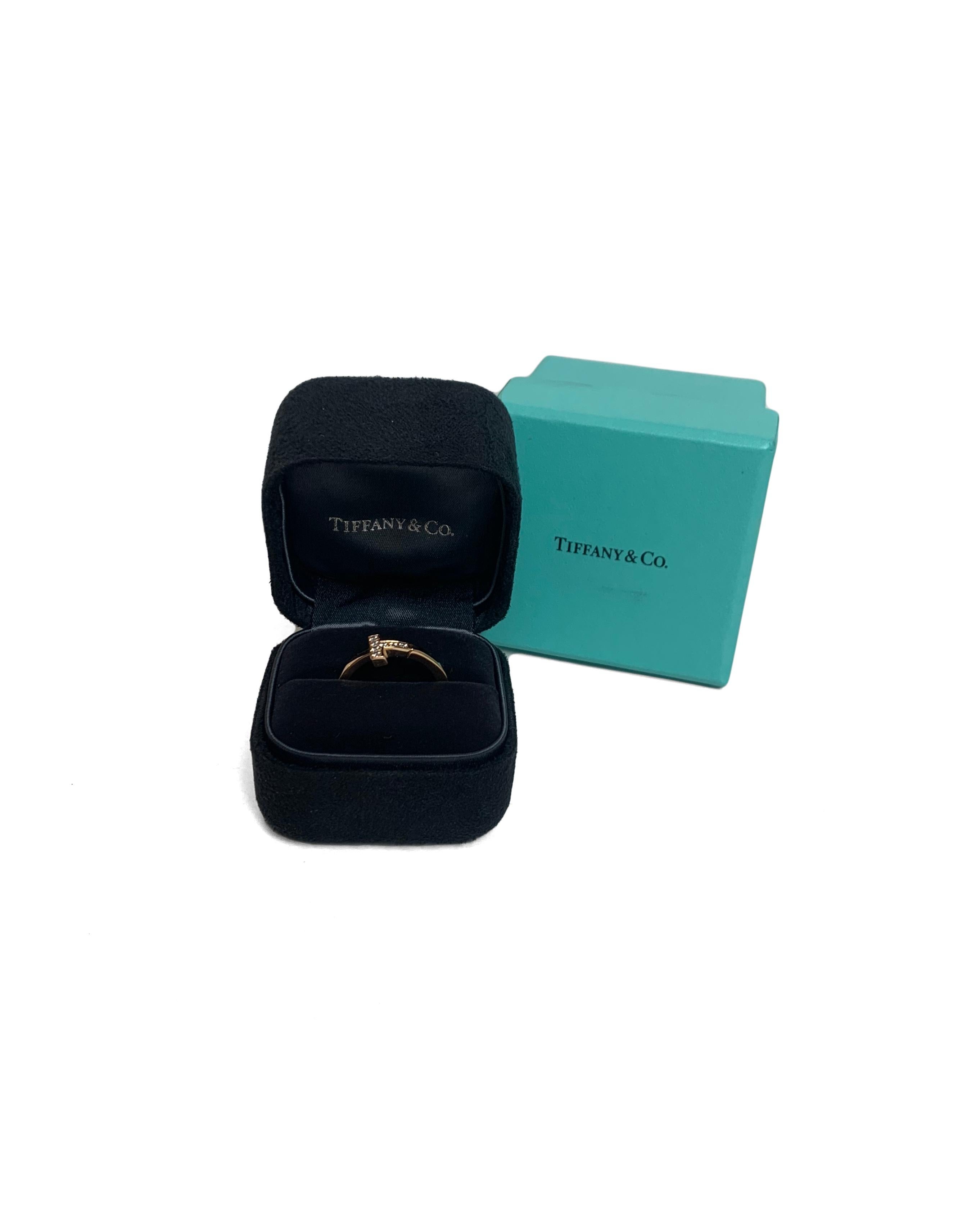 Tiffany & Co 18k Rose Gold T Square Diamond Wrap Ring sz 7.5 rt. $2, 500 1