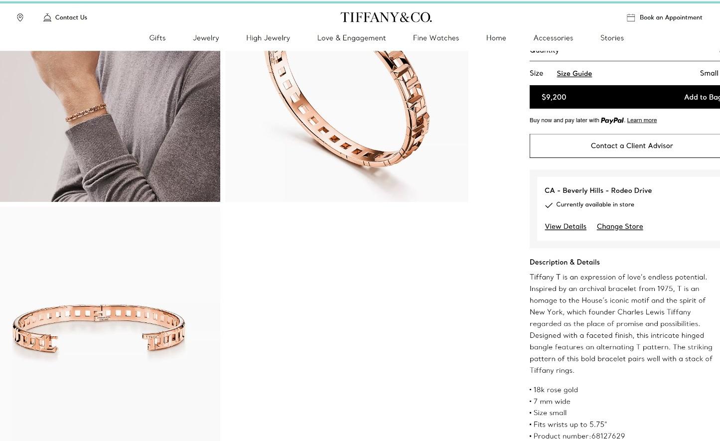 TIFFANY & Co. 18K Rose Gold T True Narrow Hinged Bangle For Sale 4