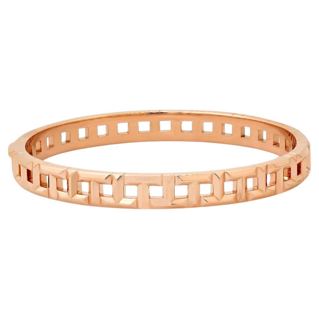 TIFFANY & Co. 18K Rose Gold T True Narrow Hinged Bangle