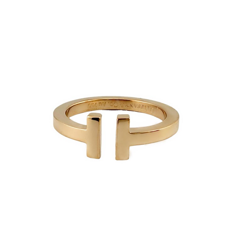 Tiffany & Co 18K Rose Gold Tiffany T Square Ring Size 9.5