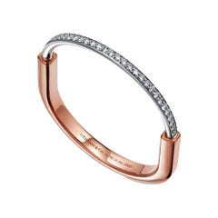 Tiffany & Co. 18K Rose & White Gold Medium Lock Diamond Bracelet