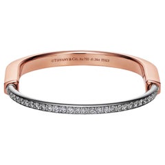 Tiffany & Co. 18K Rose & White Gold Medium Lock Diamond Bracelet
