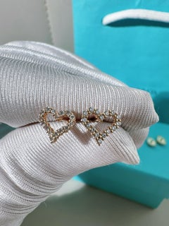 Tiffany & Co. 18K Rose‑Gold Open‑Work Heart Diamond Stud Earrings