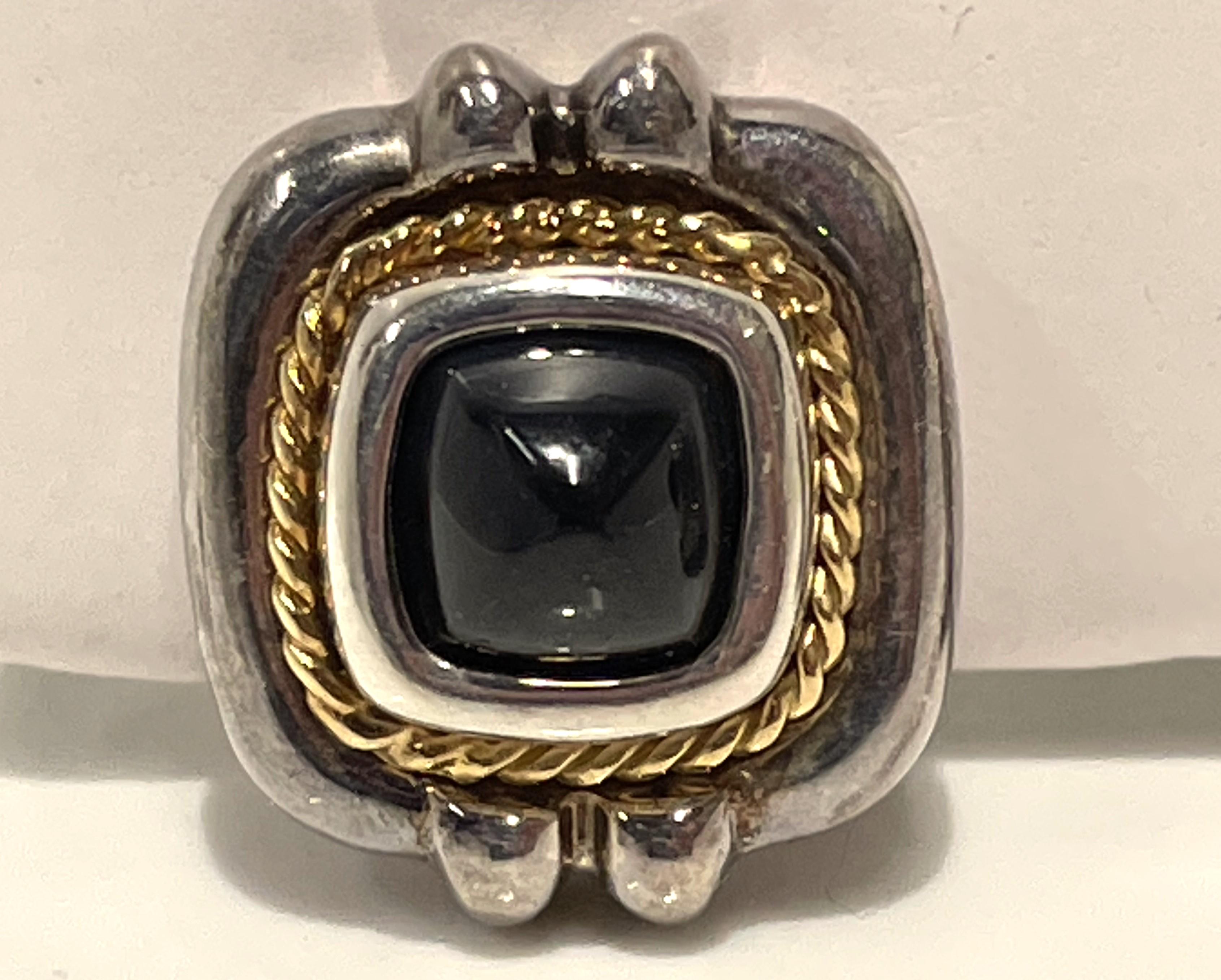 Sugarloaf Cabochon Tiffany & Co. 18K, Sterling Silver Black Onyx Earrings For Sale