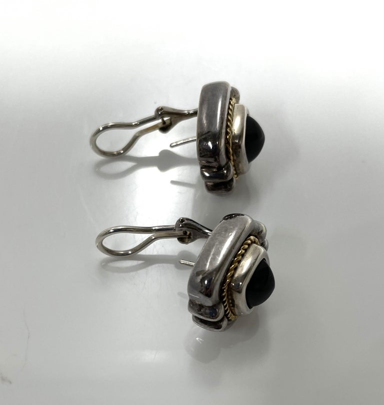 Set di anello e orecchini in argento sterling Art Déco vintage con onice nero - Italia