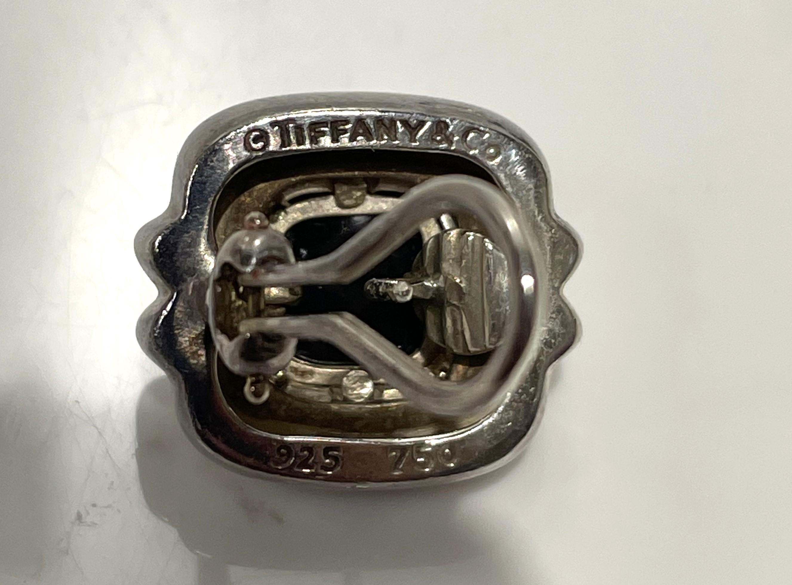 Tiffany & Co. 18K, Sterling Silver Black Onyx Earrings For Sale 1