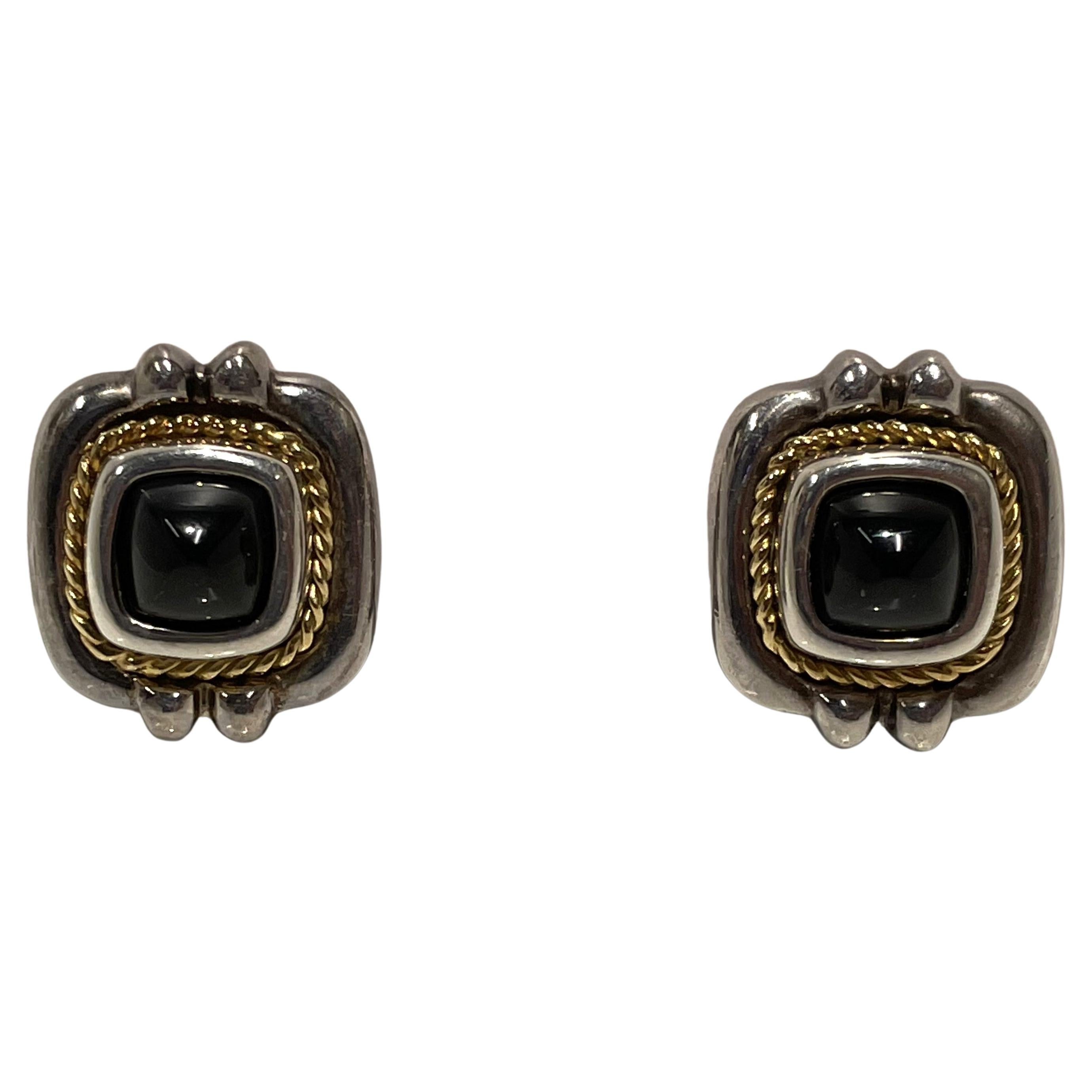 Tiffany & Co. 18K, Sterling Silver Black Onyx Earrings