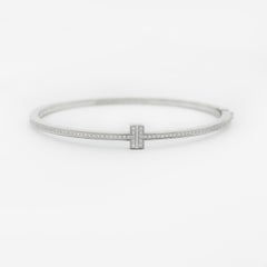 Tiffany & Co. 18K Tiffany T Diamond Hinged Wire Bangle Bracelet