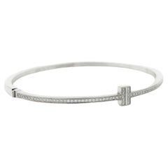 Tiffany & Co. 18K Tiffany T Diamond Hinged Wire Bangle Bracelet