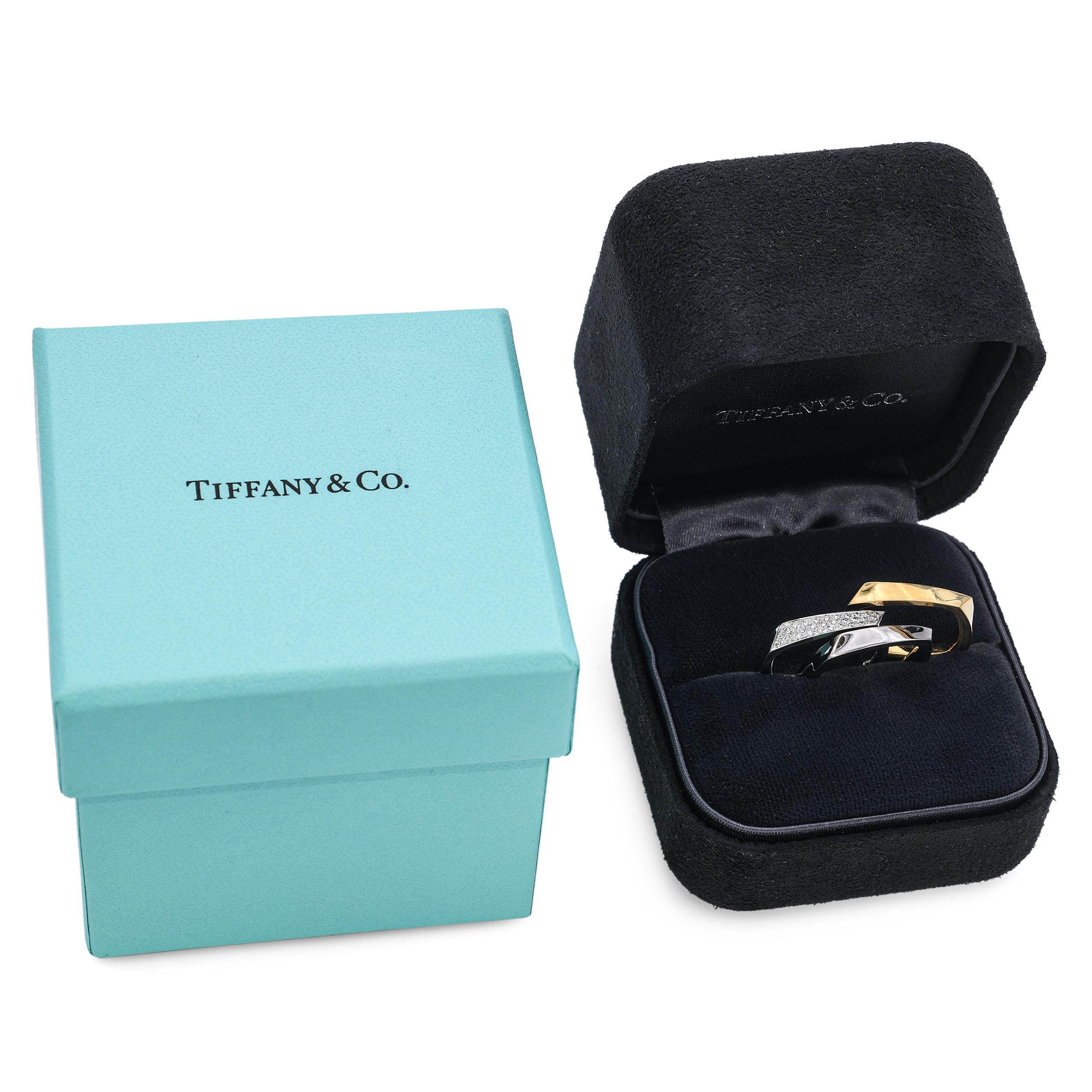 Tiffany & Co. 18k Tri-Tone Frank Gehry Estate Torque Square Three Ring Set im Zustand „Hervorragend“ im Angebot in New York, NY