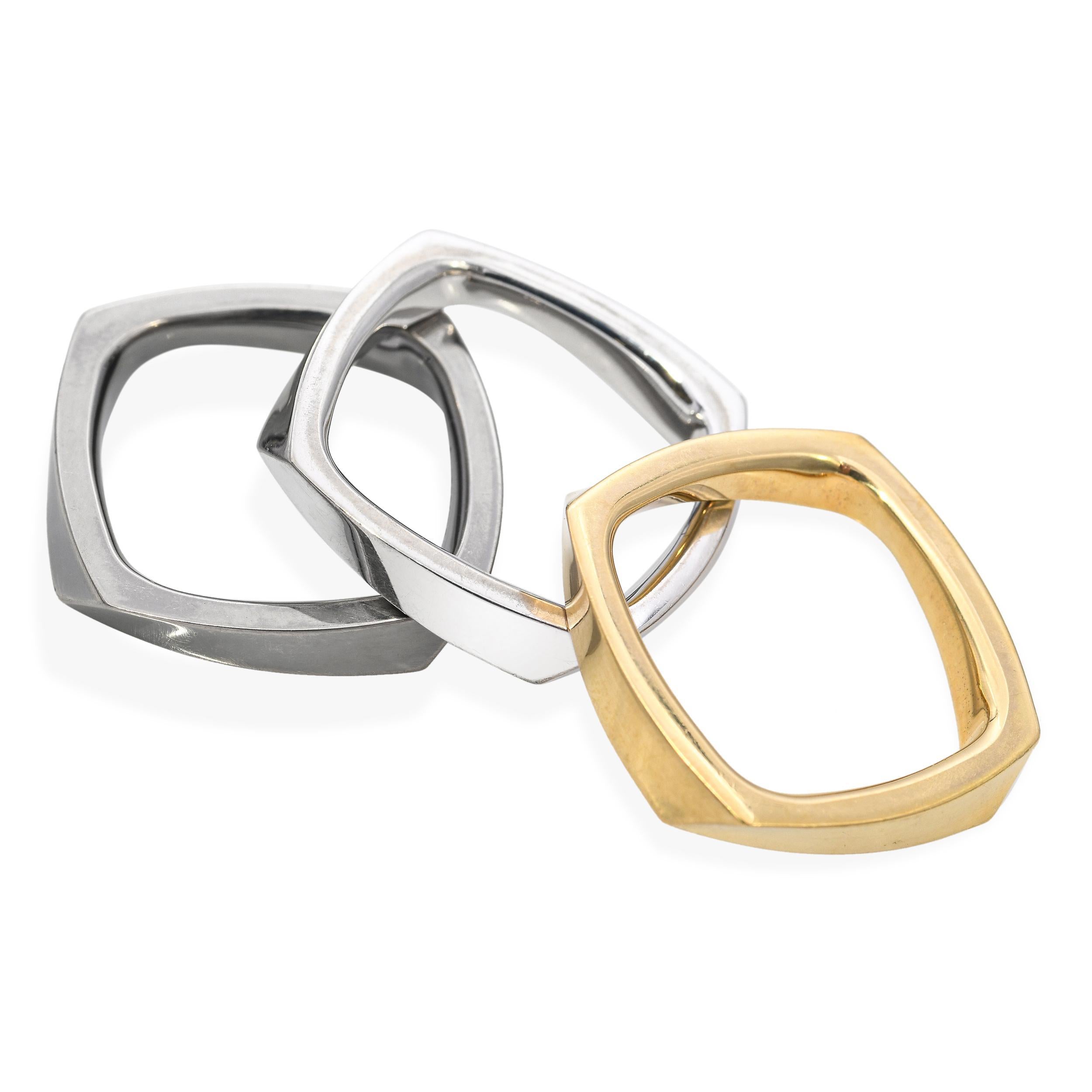 Tiffany & Co. 18k Tri-Tone Frank Gehry Estate Torque Square Three Ring Set für Damen oder Herren im Angebot