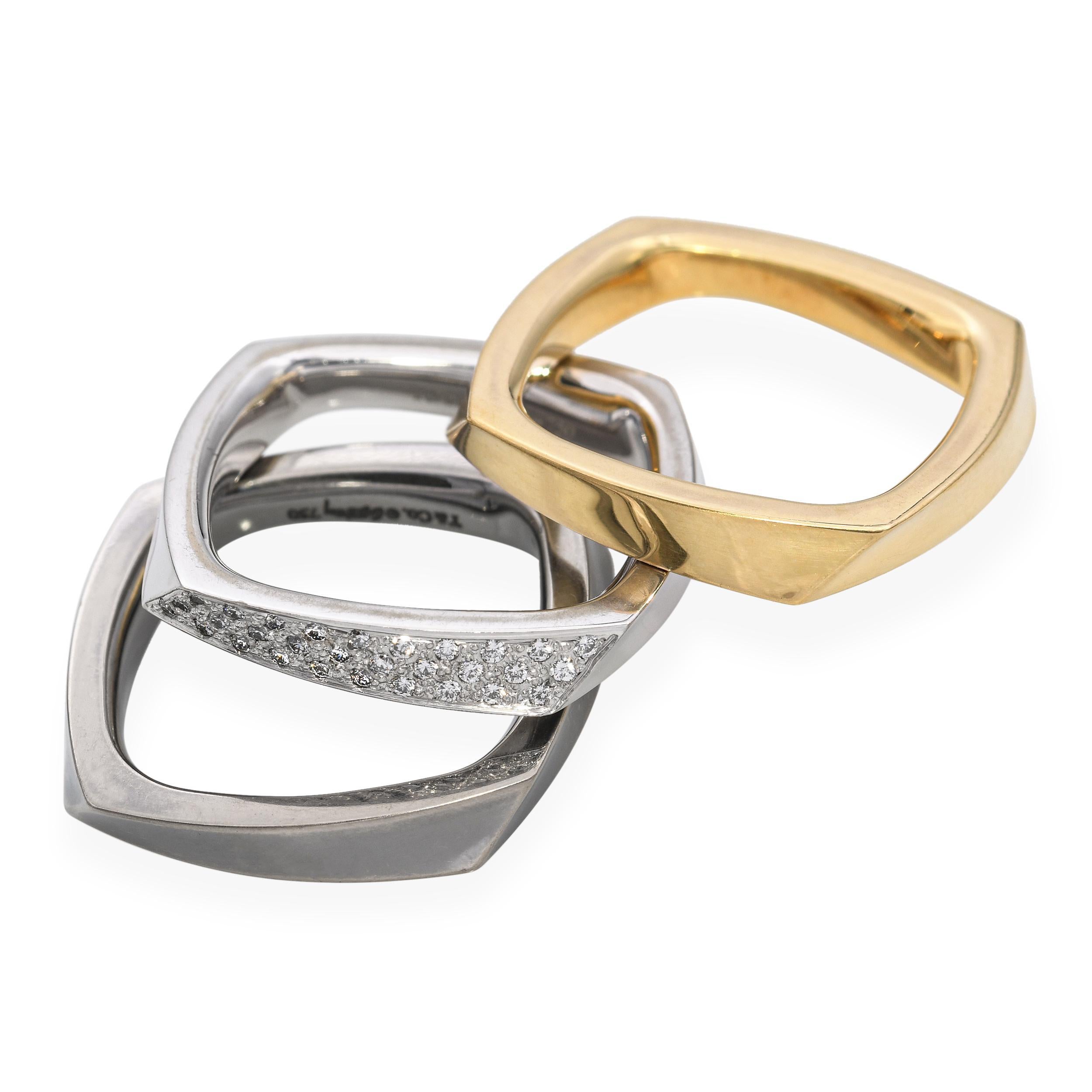 Tiffany & Co. 18k Tri-Tone Frank Gehry Estate Torque Square Three Ring Set im Angebot 1