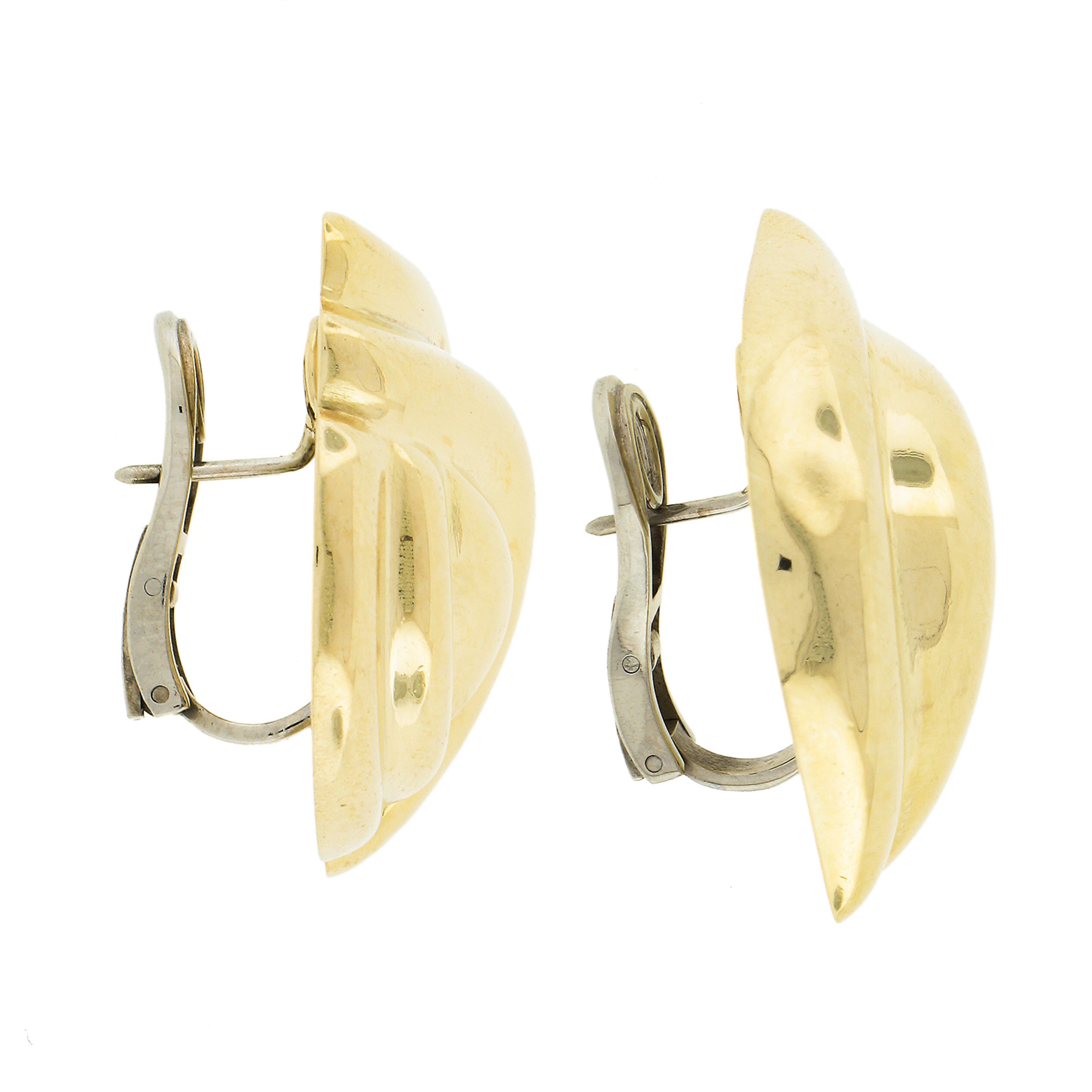 Tiffany & Co. 18K TT Gold Puffed Polished Finish Puffed Design Omega Earrings For Sale 1
