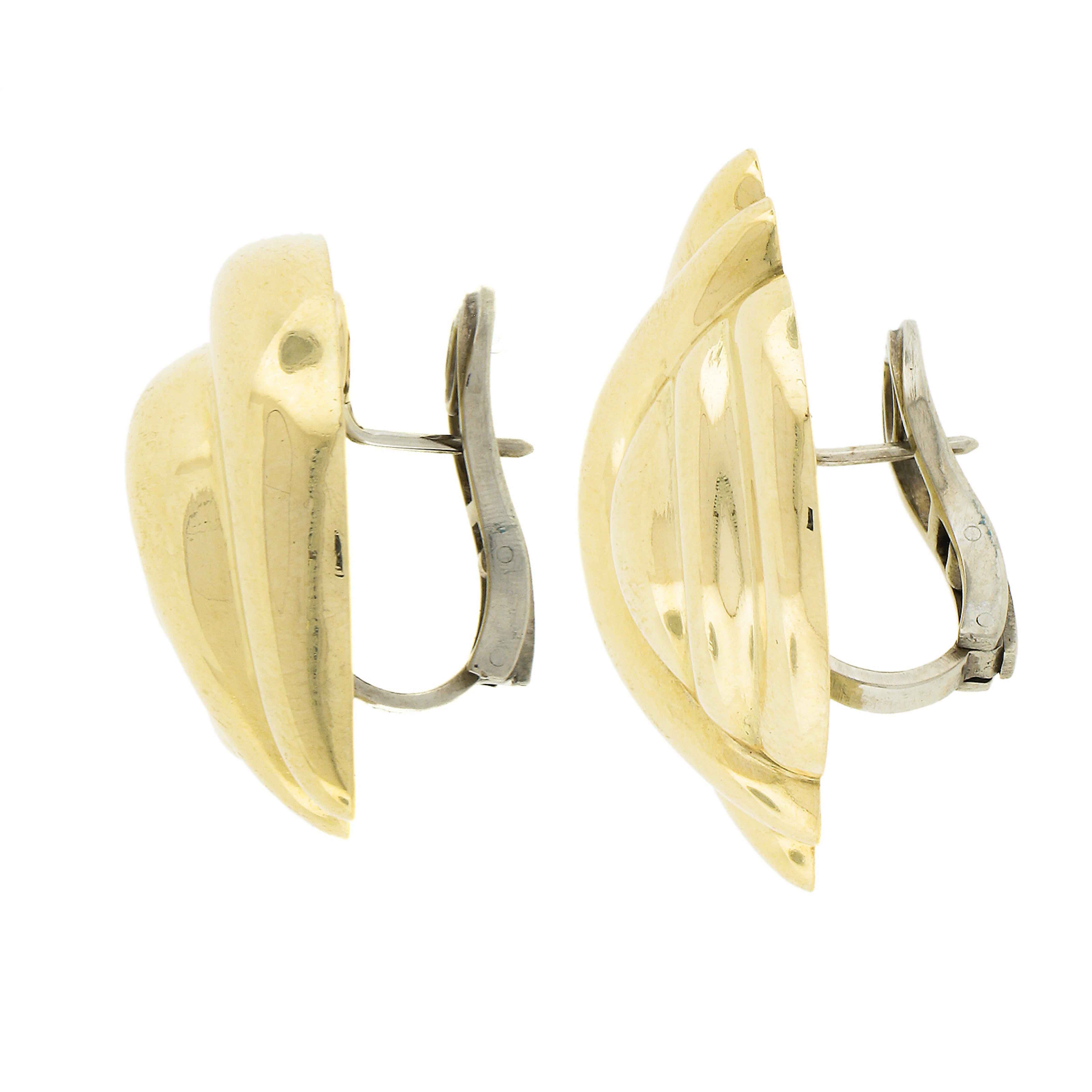 Tiffany & Co. 18K TT Gold Puffed Polished Finish Puffed Design Omega Earrings For Sale 2