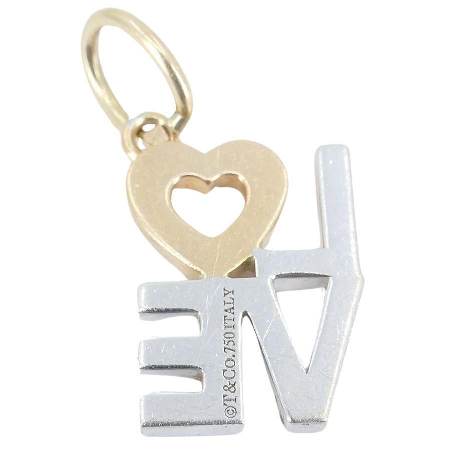 Brilliant Cut Tiffany & Co. 18k Two-tone Gold Diamond Love Pendant