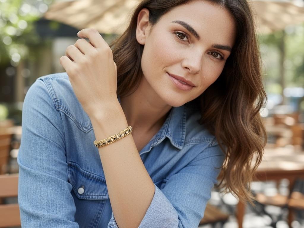 da uomo o donna Bracciale vintage Tiffany & Co. 18K con diamanti e zaffiri, 1960 ca. in vendita