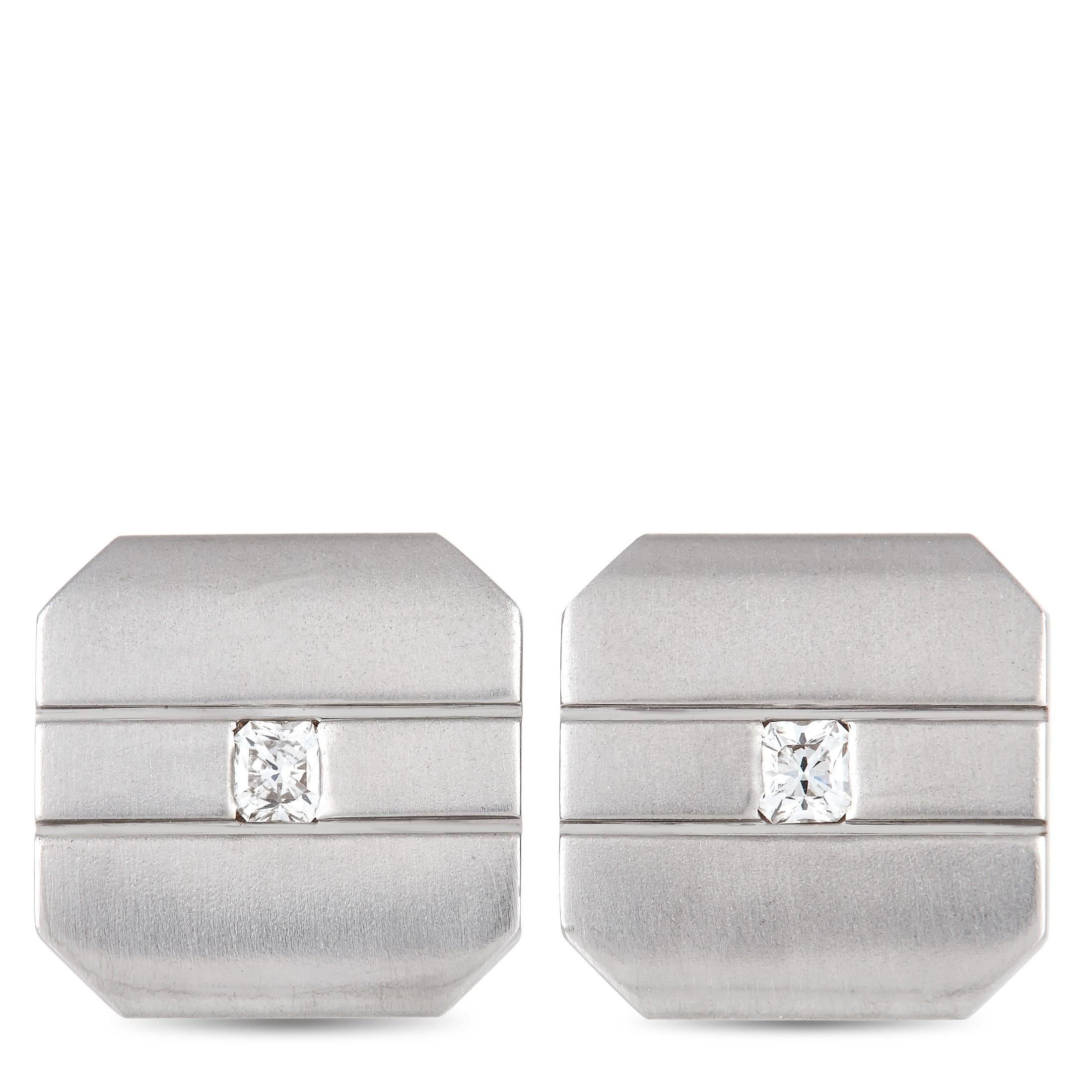 Round Cut Tiffany & Co. 18K White Gold 0.20 ct Diamond Cufflinks