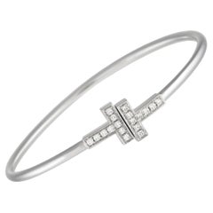 Tiffany & Co. 18k White Gold 0.24 Carat Diamond T Bracelet