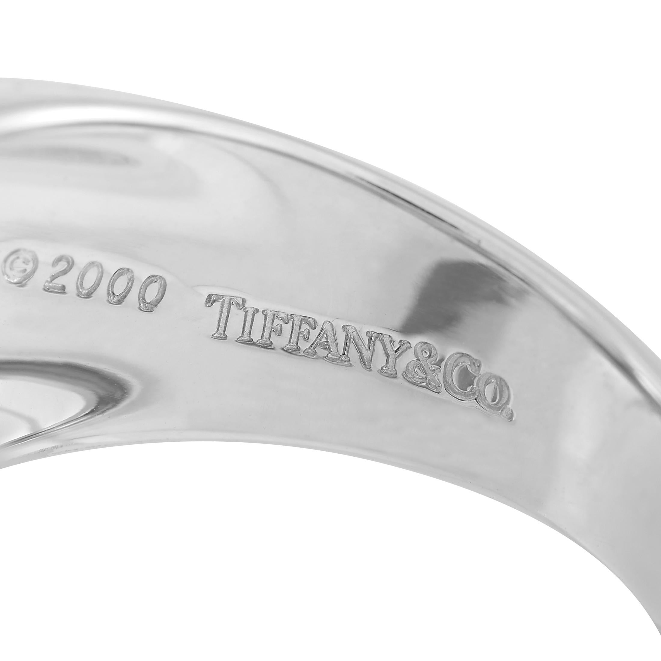 Women's Tiffany & Co. 18 Karat White Gold 0.25 Carat Diamond and Aquamarine Ring
