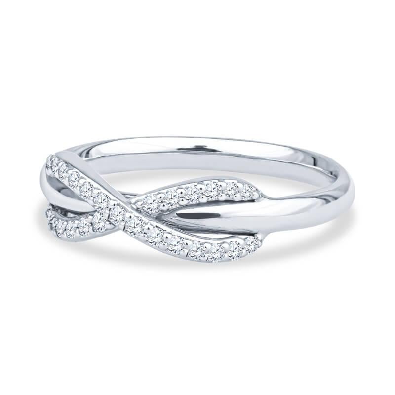 A beautiful and extremely elegant ring from the Tiffany & Co. Infinity Collection that is very feminine. It is crafted from 18k white gold and features the infinity symbol traced in pave diamonds with a total carat weight of .13. It is a size 5.5. 