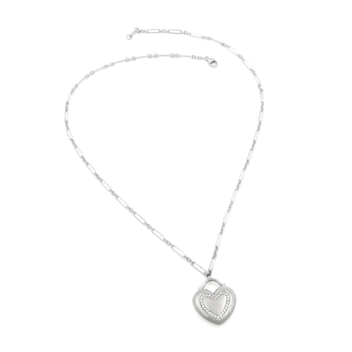 TIFFANY & Co. 18K White Gold .17ct Diamond Heart Pendant Necklace For Sale 3