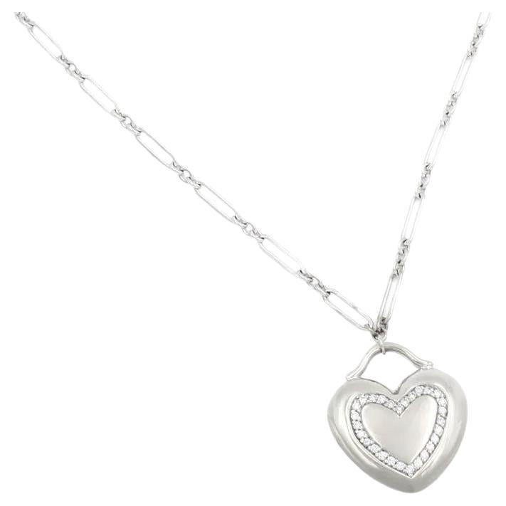 TIFFANY & Co. Halskette mit Herzanhänger, 18 Karat Weißgold .17 Karat Diamant