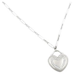 TIFFANY & Co. 18K White Gold .17ct Diamond Heart Pendant Necklace