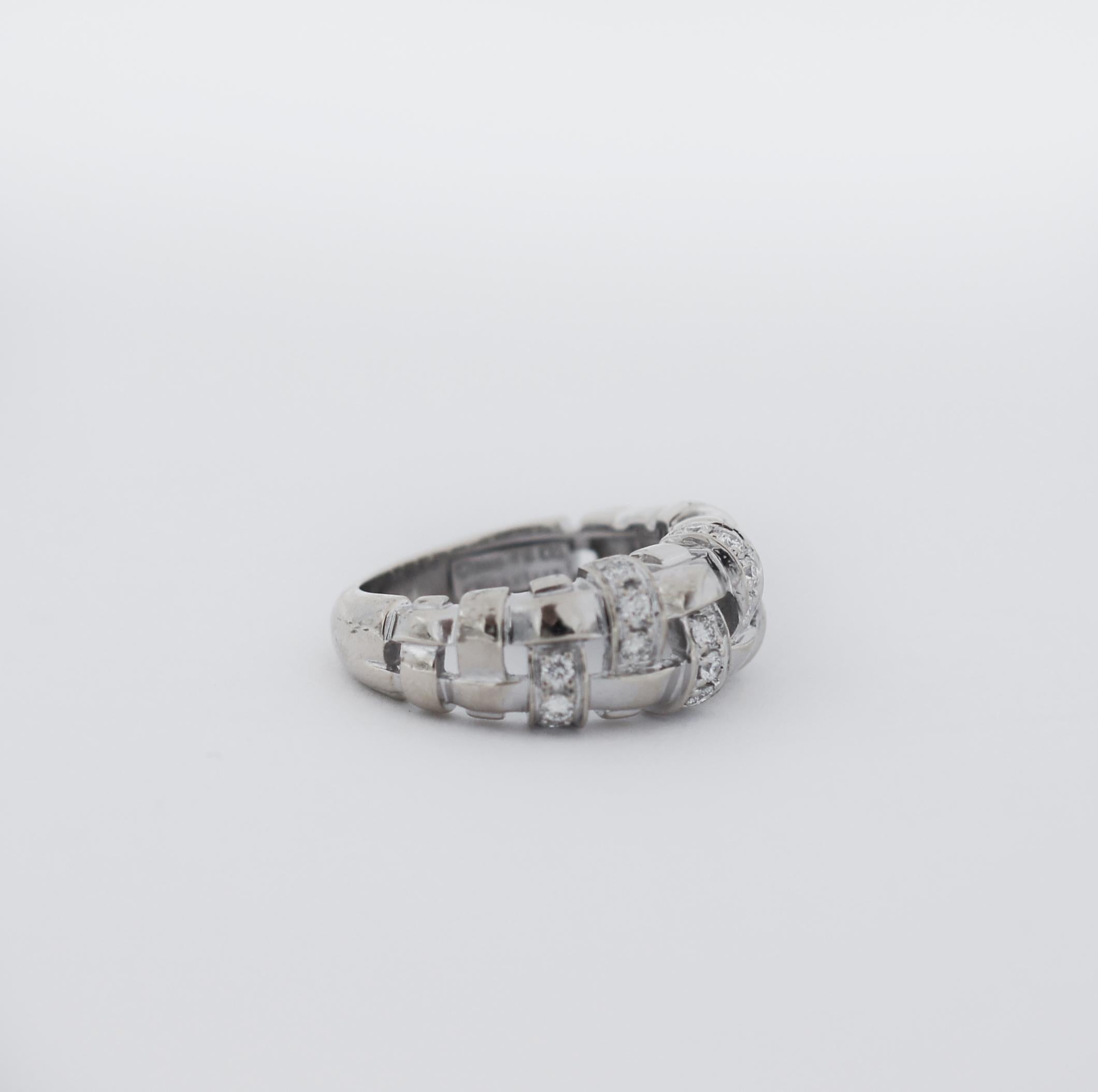 Brilliant Cut Tiffany & Co 18k White Gold 2002 Vannerie Diamond Wave Ring