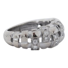 Tiffany & Co 18k Weißgold 2002 Vannerie Diamant-Weißgold-Ring mit Wellenring