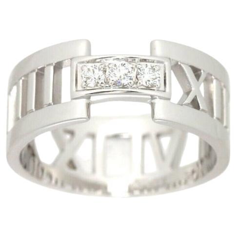 Tiffany & Co. 18k White Gold 3 Diamond Atlas Open Ring 7