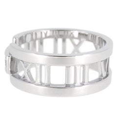 Tiffany & Co. 18k White Gold 3 Diamond Atlas Open Ring 9