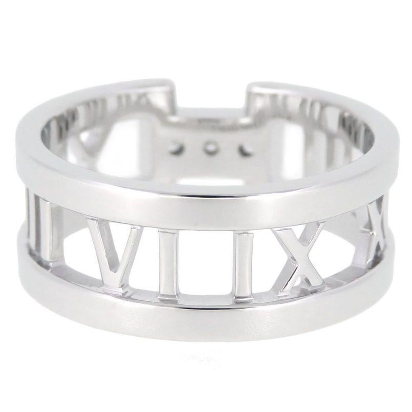 Round Cut Tiffany & Co. 18k White Gold 3 Diamond Atlas Open Ring 9