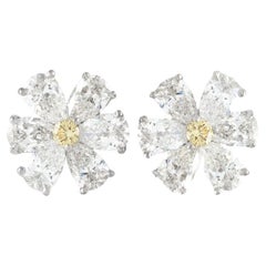 Tiffany & Co. 18K White Gold 4.35 Ct Diamond Flower Earrings