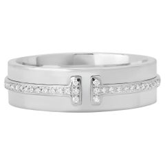 TIFFANY 
Co. 18K White Gold 5.5mm Wide Diamond T Ring 6
