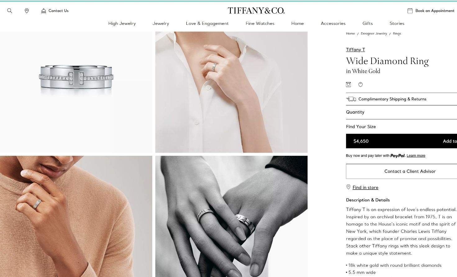 Tiffany & Co. Bague T en or blanc 18 carats avec diamants, taille 8 en vente 4