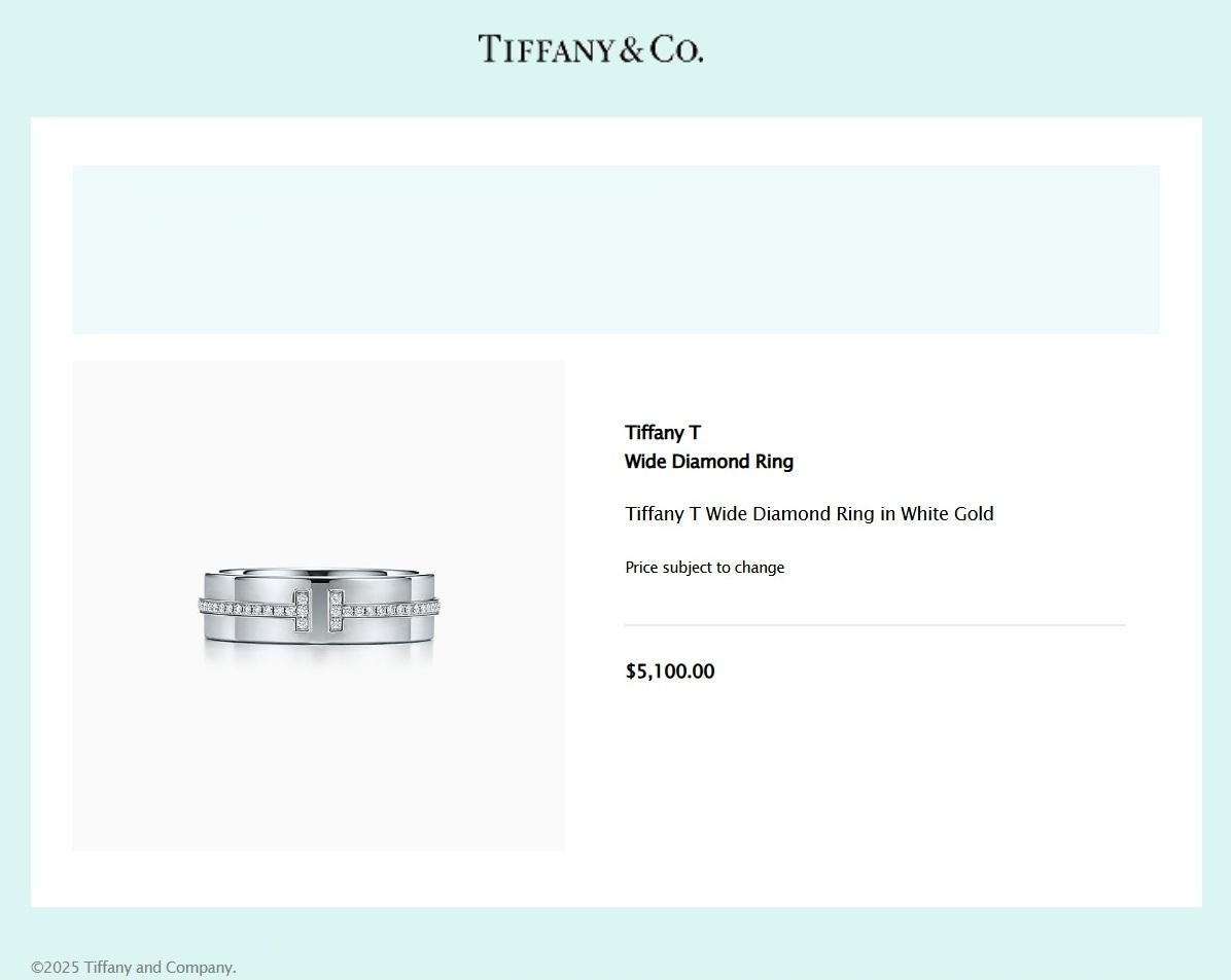 TIFFANY & Co. Bague T en or blanc 18 carats avec diamant de 5,5 mm de large 8 en vente 4